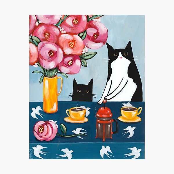 French Press Coffee Cats Photographic Print