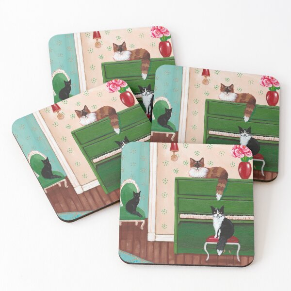 Item preview, Cats and the Green Piano designed and sold by KilkennyCat Art.