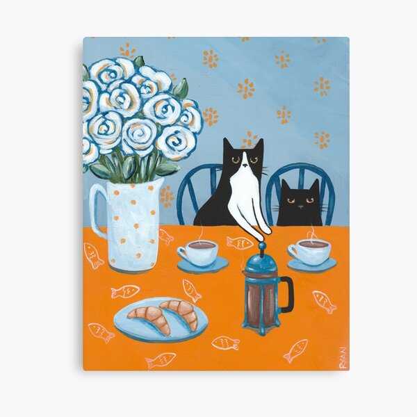 French Press Coffee Cats Canvas Print