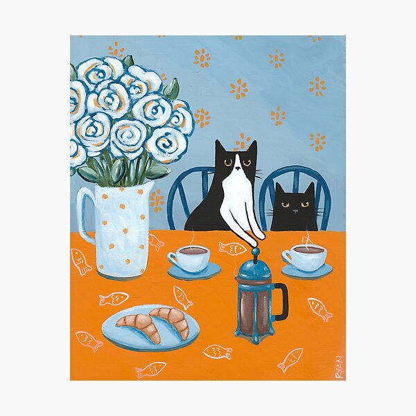 French Press Coffee Cats Photographic Print