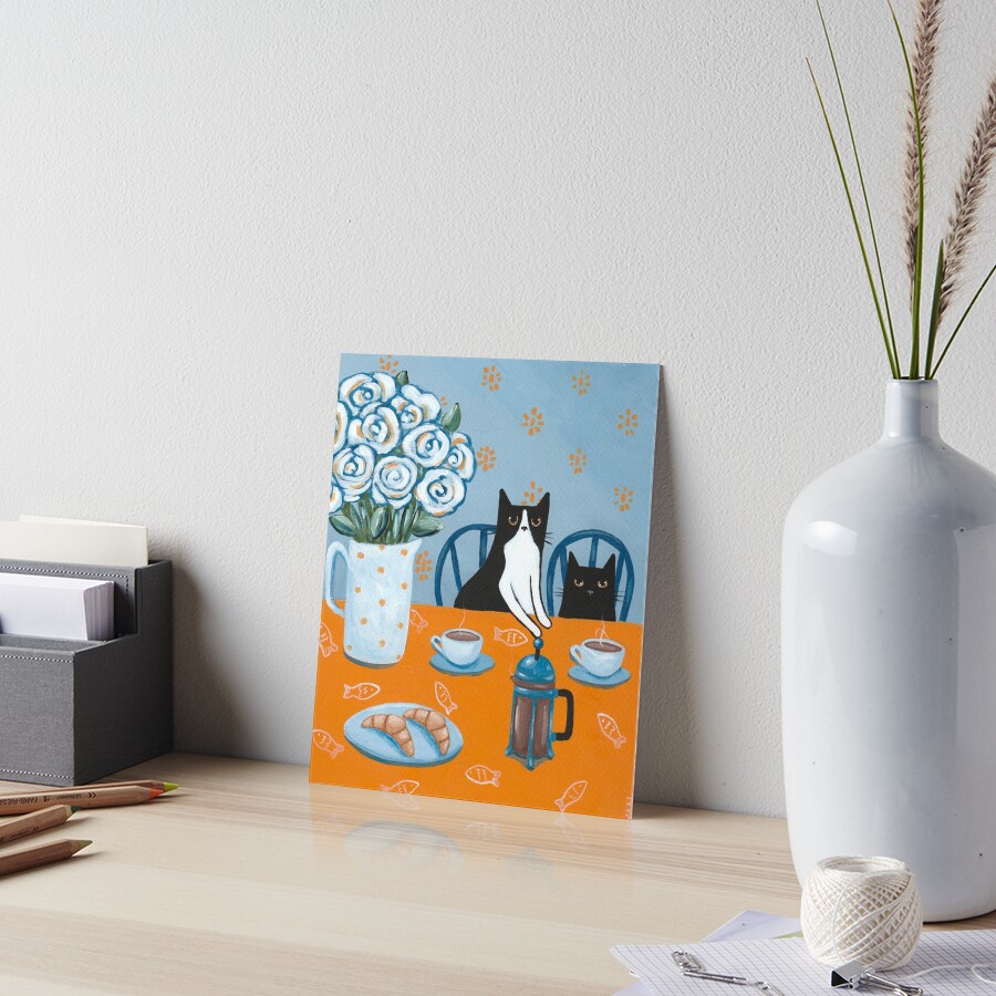 French Press Coffee Cats Art Board Print