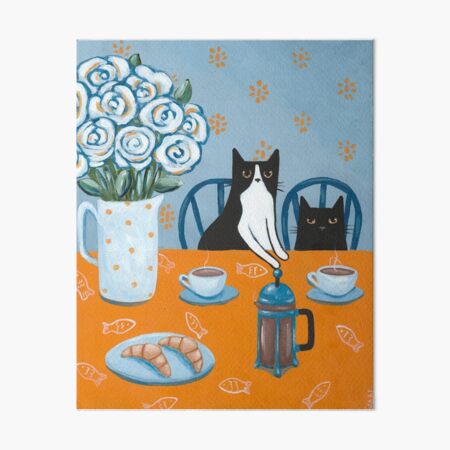 French Press Coffee Cats Art Board Print