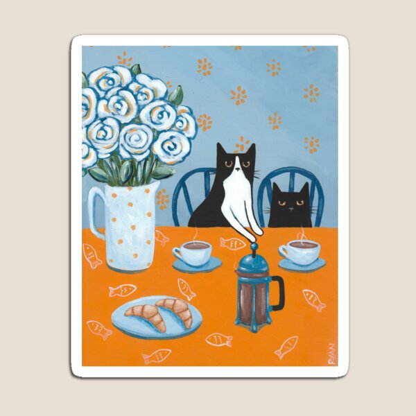 French Press Coffee Cats Magnet