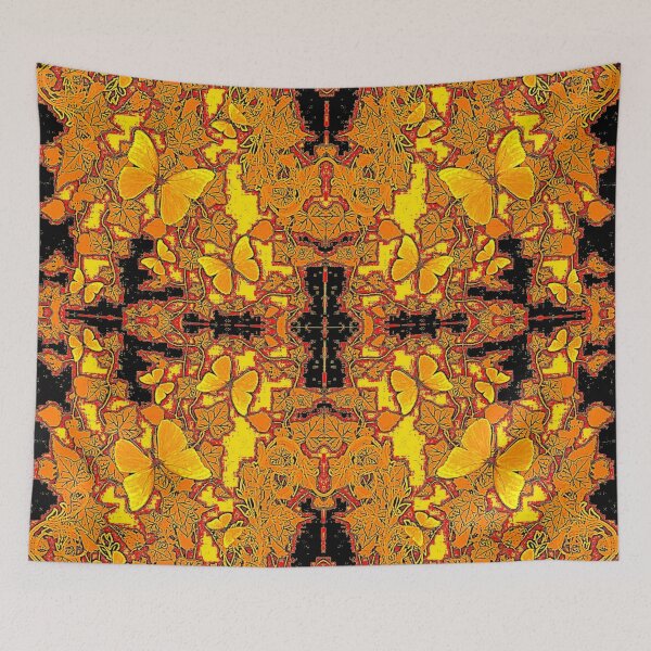 Item preview, BUTTERFLYMODERN ART YELLOW-GOLDEN RED ABSTRACT IVY VINES & BUTTERFLIES  designed and sold by sharlesart.