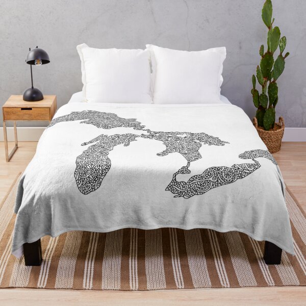 Great Lakes Map Design Throw Blanket
