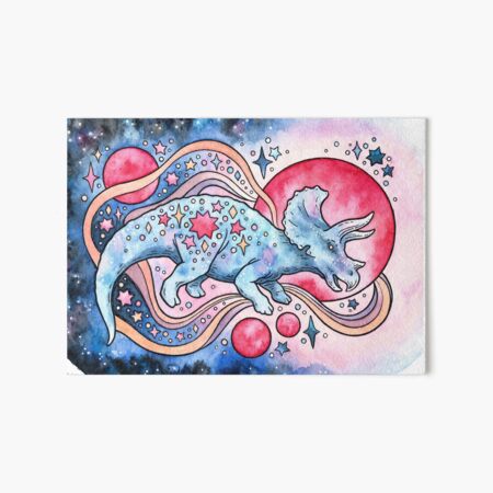 Star Tricera | Cosmic Dinosaur Watercolor Art Board Print