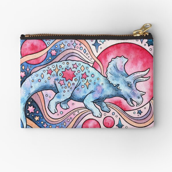 Star Tricera | Cosmic Dinosaur Watercolor Zipper Pouch