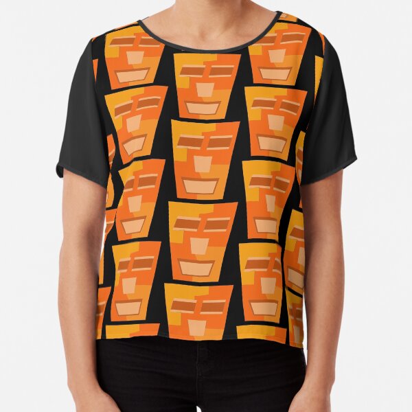 Orange Tripod Repeat (Facemadics abstract face colorful contemporary) Chiffon Top