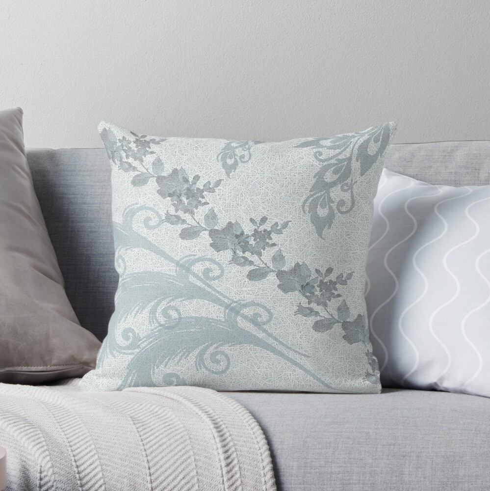 Mint Green Leaves Throw Pillow