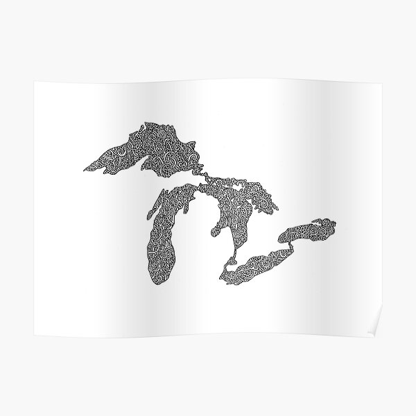 Great Lakes Map Design Poster