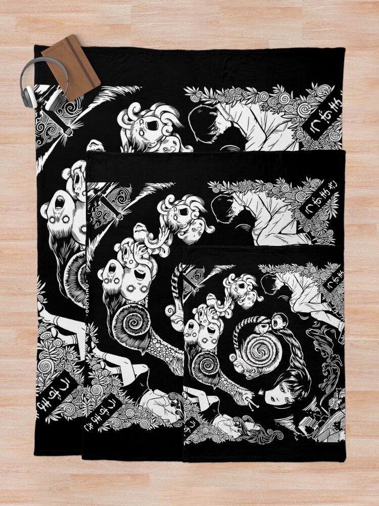 Alternate view of Spiral Into Horror - Uzumaki Throw Blanket