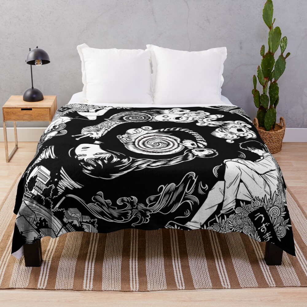 Spiral Into Horror - Uzumaki Throw Blanket