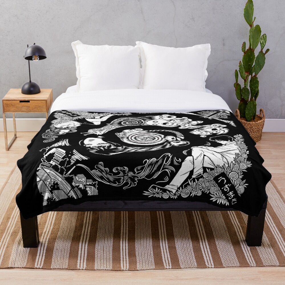 Spiral Into Horror - Uzumaki Throw Blanket