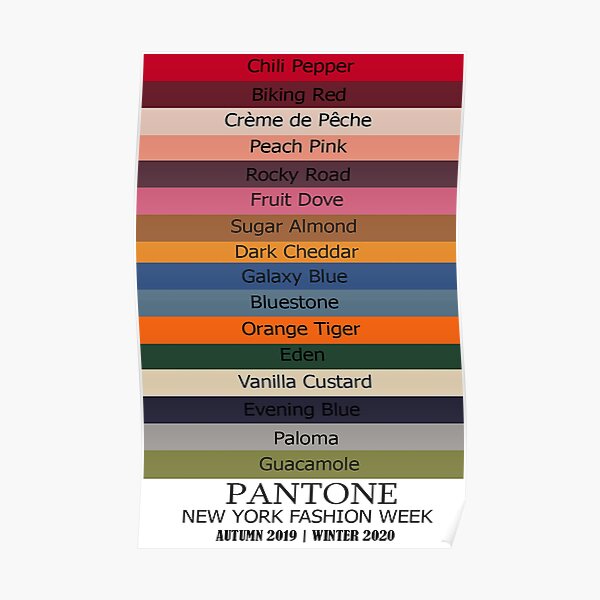 New York Fashion Week 2019 -2020 Autumn Winter with all the colors named Poster