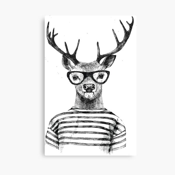 Deer human style Cute Deer with Glasses Canvas Print