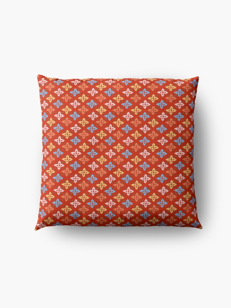 Alternate view of Las Flores - Red 01 (Patterns Please) Floor Pillow