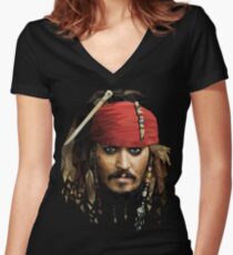 Captain Jack Sparrow Women's Fitted V-Neck T-Shirt