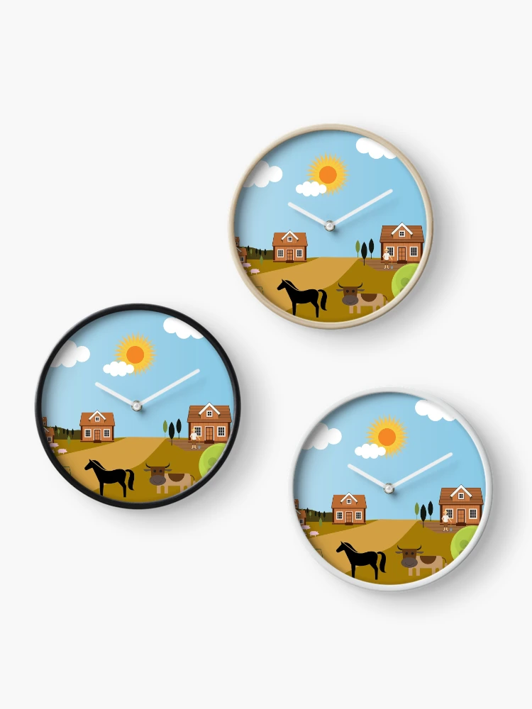 Thumbnail 3 of 4, Clock, Yellow fields designed and sold by Design4uStudio.