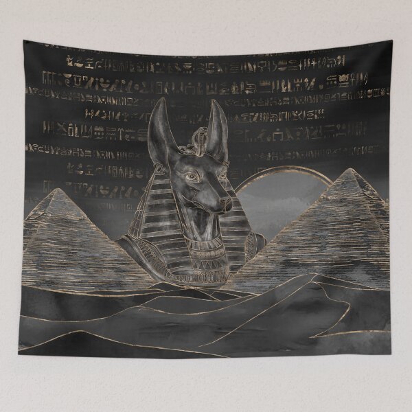 Item preview, Anubis on Egyptian pyramids landscape designed and sold by Nartissima.