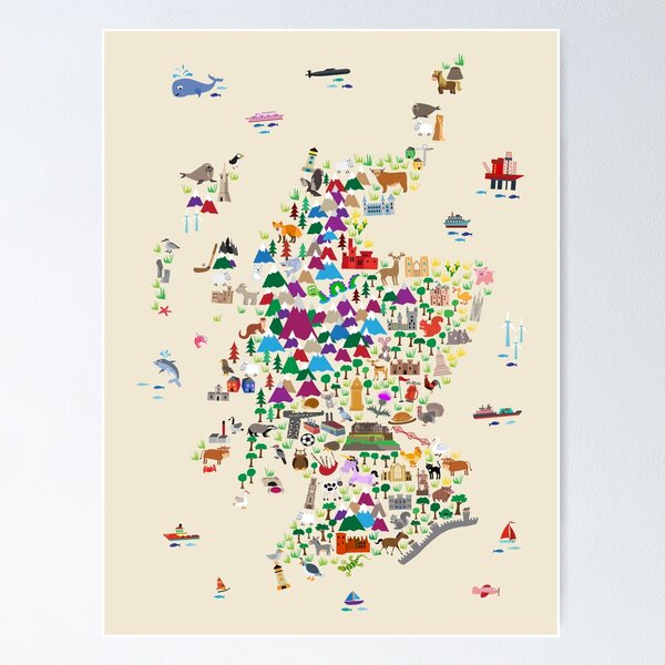 Item preview, Animal Map of Scotland for children and kids designed and sold by ArtPrints.