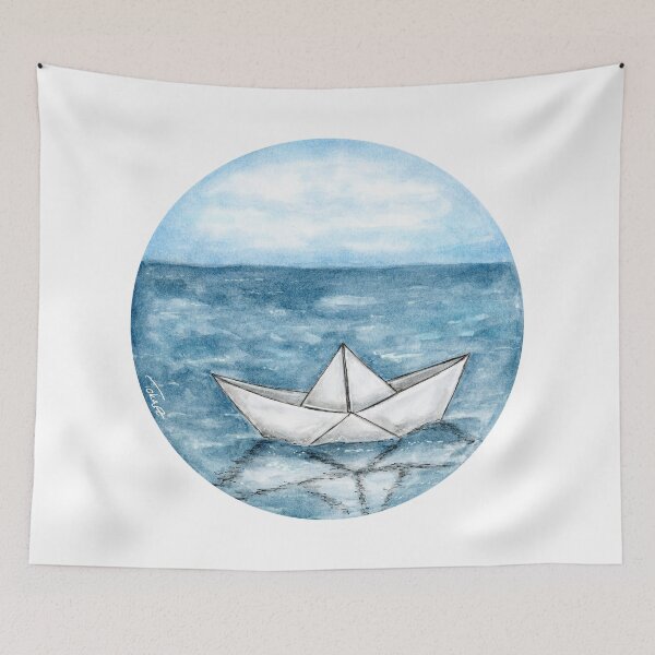 Item preview, Paperboat - Round - Watercolour Painting designed and sold by Pattokarts.