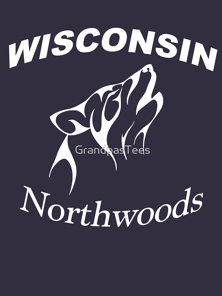 Wisconsin Northwoods Wolf Head Design by GrandpasTees
