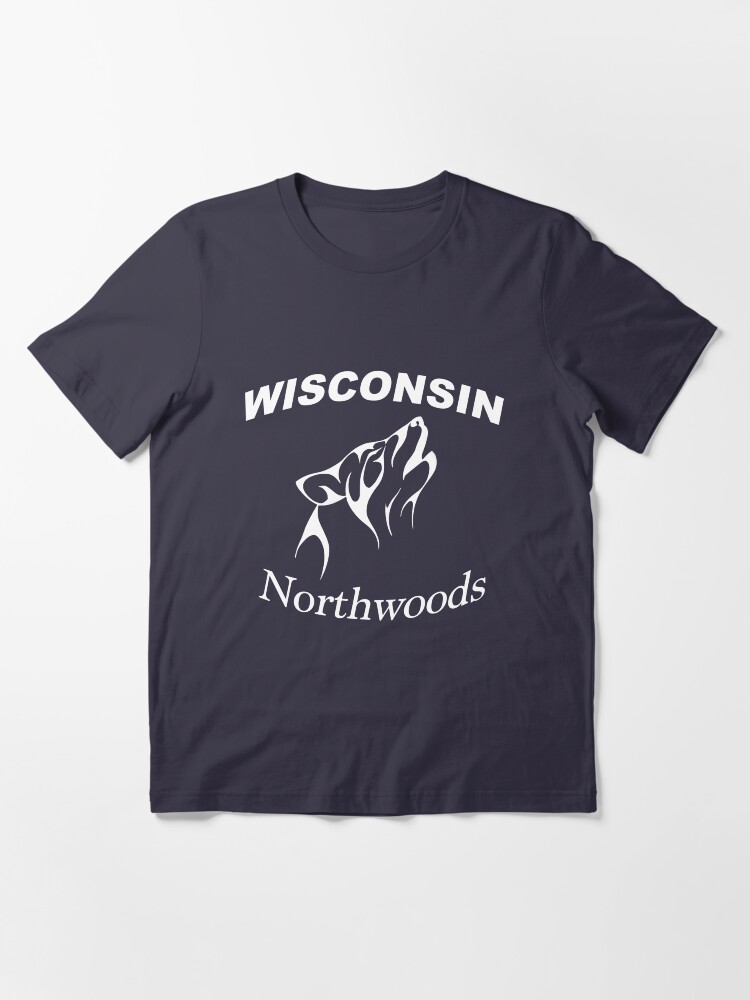 Alternate view of Wisconsin Northwoods Wolf Head Design Essential T-Shirt