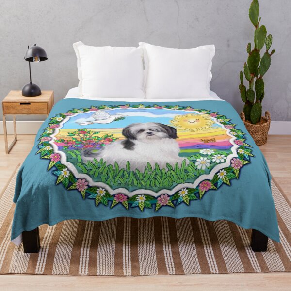 Item preview, Wreath 1 - Sunny Day with a Black and White Shih Tzu (A) designed and sold by JeanBFitzgerald.