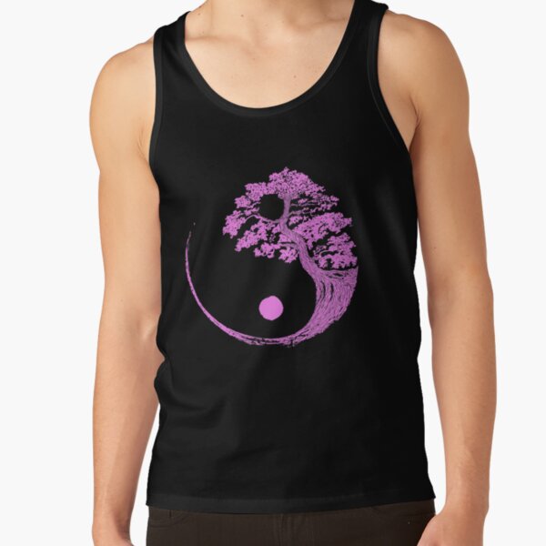 Yin Yang Bonsai Tree Japanese Buddhist Zen Pink Tank Top