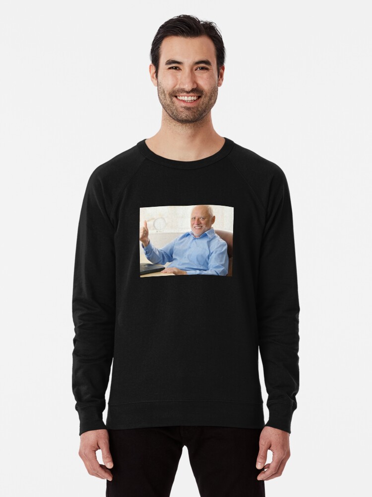 Old Man Thumbs Up Stock Photo Meme Lightweight Sweatshirt By