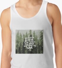 Into the Forest Watercolor Lettering Green Tank Top