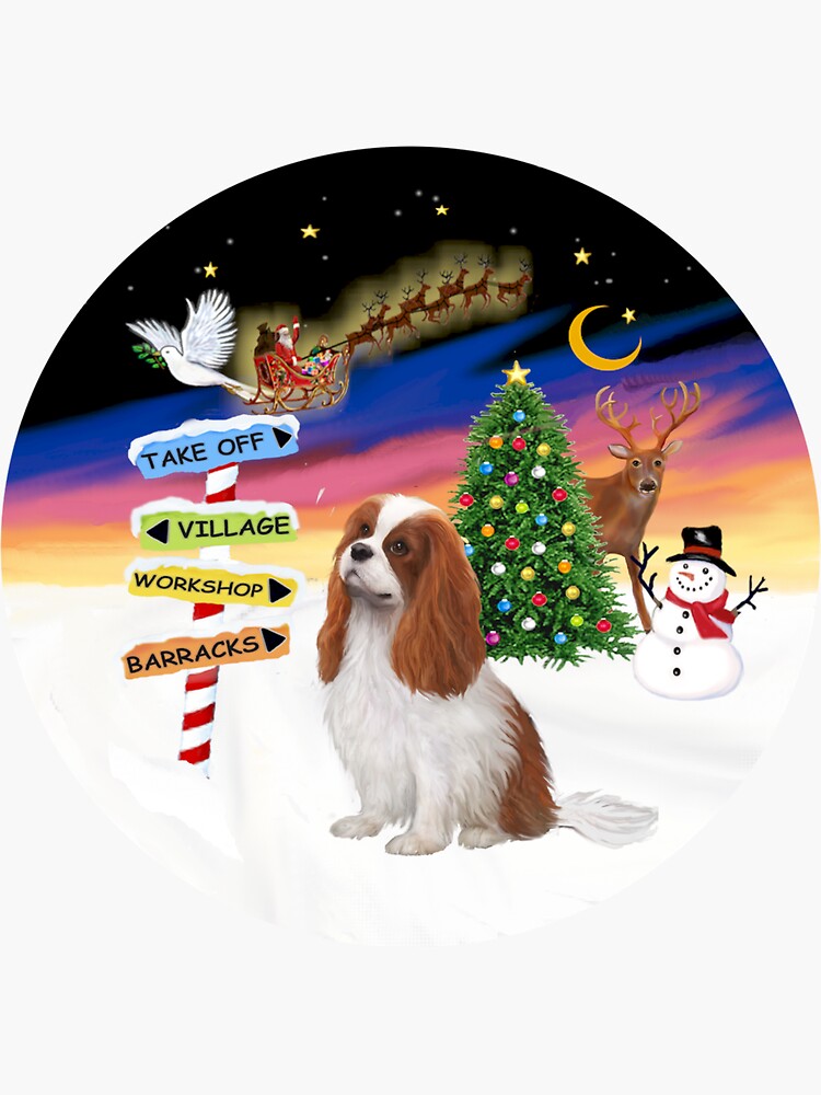 Christmas Signs - Cavalier King Charles Spaniel (Blenheim) by JeanBFitzgerald