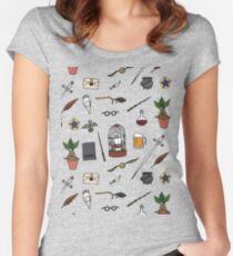 Owl and wand Fitted Scoop T-Shirt