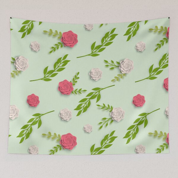 Item preview, Flowers pattern with leaves, paper art 3D style designed and sold by TpuPyku.