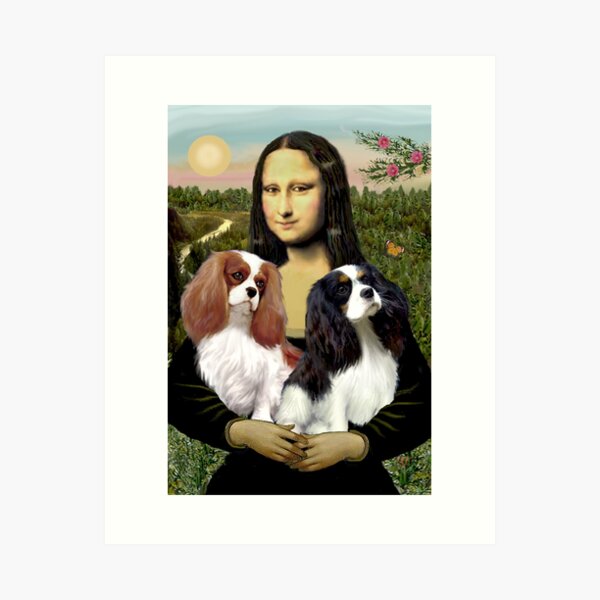 Item preview, Mona Lisa and her Two Cavalier King Charles Spaniels designed and sold by JeanBFitzgerald.