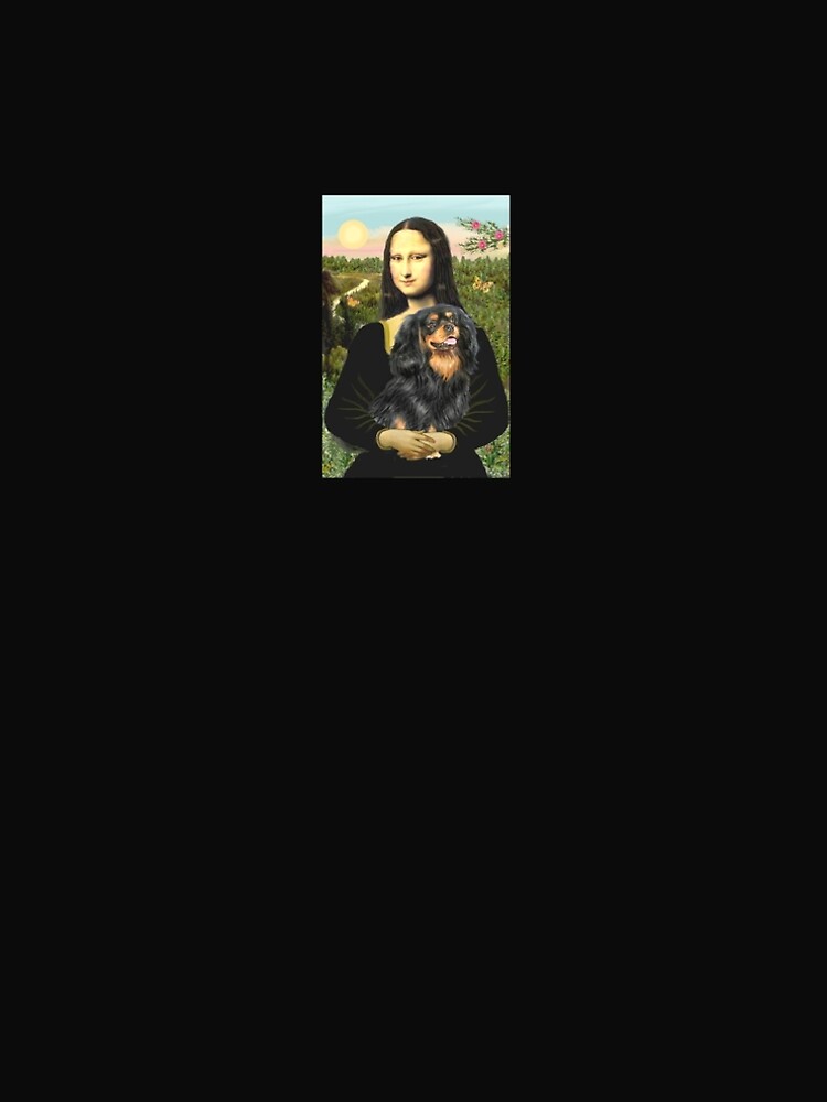 Mona Lisa and her Cavalier King Charles Spaniel (black and tan) by JeanBFitzgerald