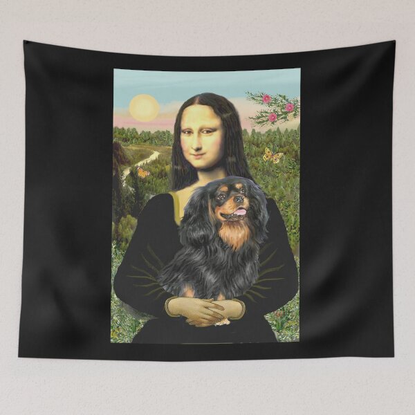 Item preview, Mona Lisa y su Cavalier King Charles Spaniel (negro y fuego) designed and sold by JeanBFitzgerald.