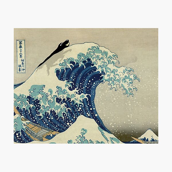 the wave with dog Photographic Print