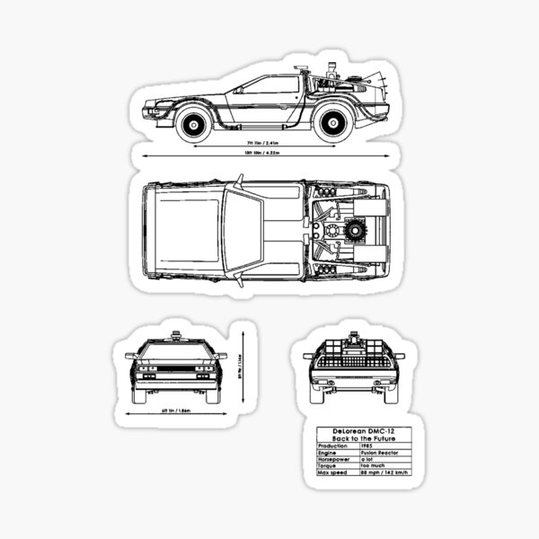 Delorean Patent Blueprint Back To The Future Sticker By Symbolized Redbubble