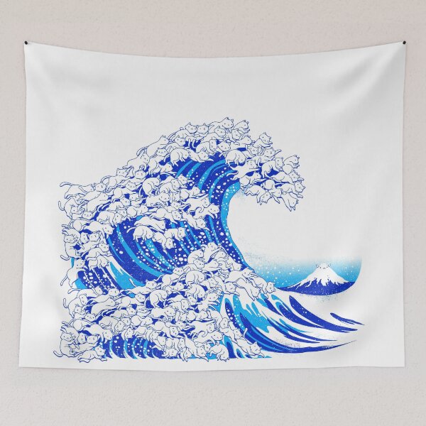 Item preview, Kanagawa Cat Wave White designed and sold by Tobe Fonseca®.
