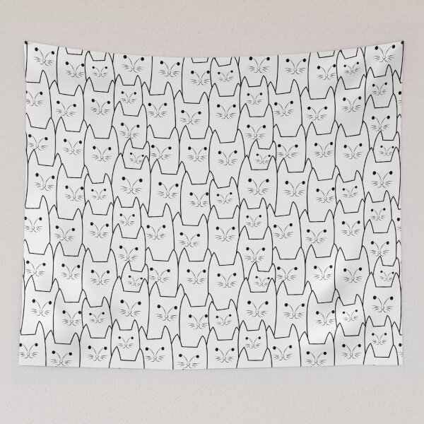 Item preview, Cute white cats doodle pattern designed and sold by mrhighsky.