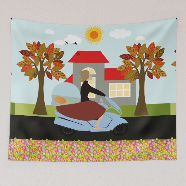 Item preview, A woman on a motorcycle designed and sold by Design4uStudio.