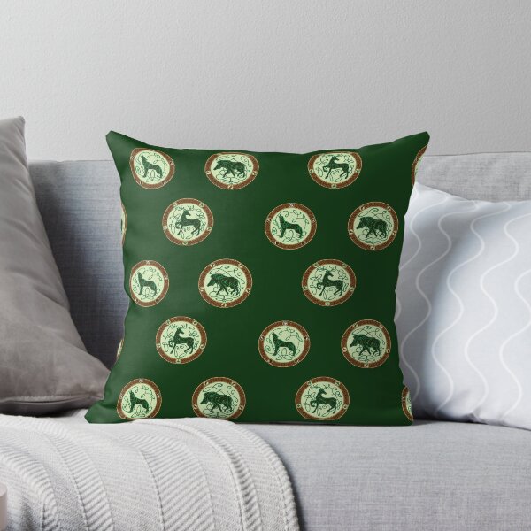 Celtic knotwork forest creatures Throw Pillow