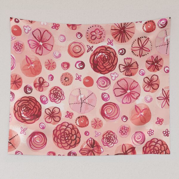 Item preview, Flowers in Circles | Coral designed and sold by RebeccaFlaherty.