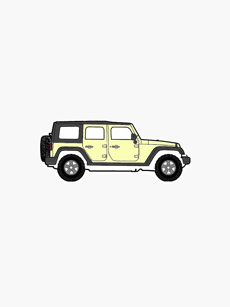 "Pastel Yellow Jeep" Sticker for Sale by leedleleigh Redbubble