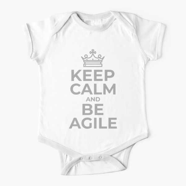 Keep Calm, Be Agile in Gray Short Sleeve Baby One-Piece