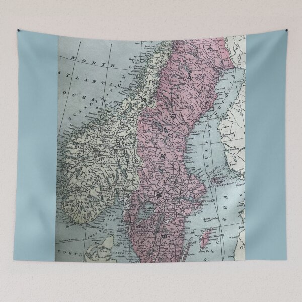 Item preview, Norway and Sweden, vintage map designed and sold by djrunnels.