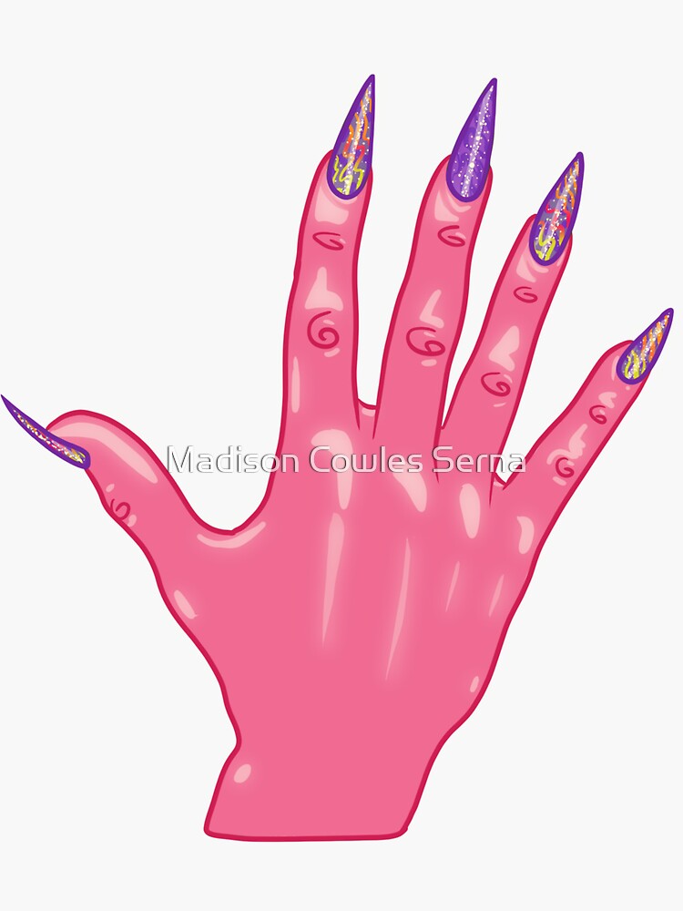 "5 Five Acrylic Nails ASL" Sticker for Sale by revonthem Redbubble