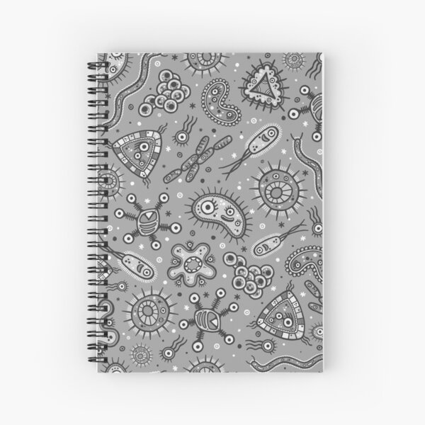 Cartoon Microbes - Grey / Gray Spiral Notebook