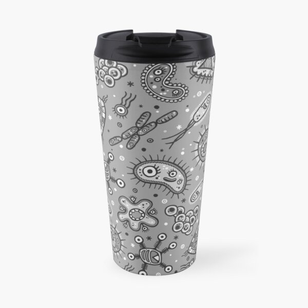 Cartoon Microbes - Grey / Gray Travel Mug
